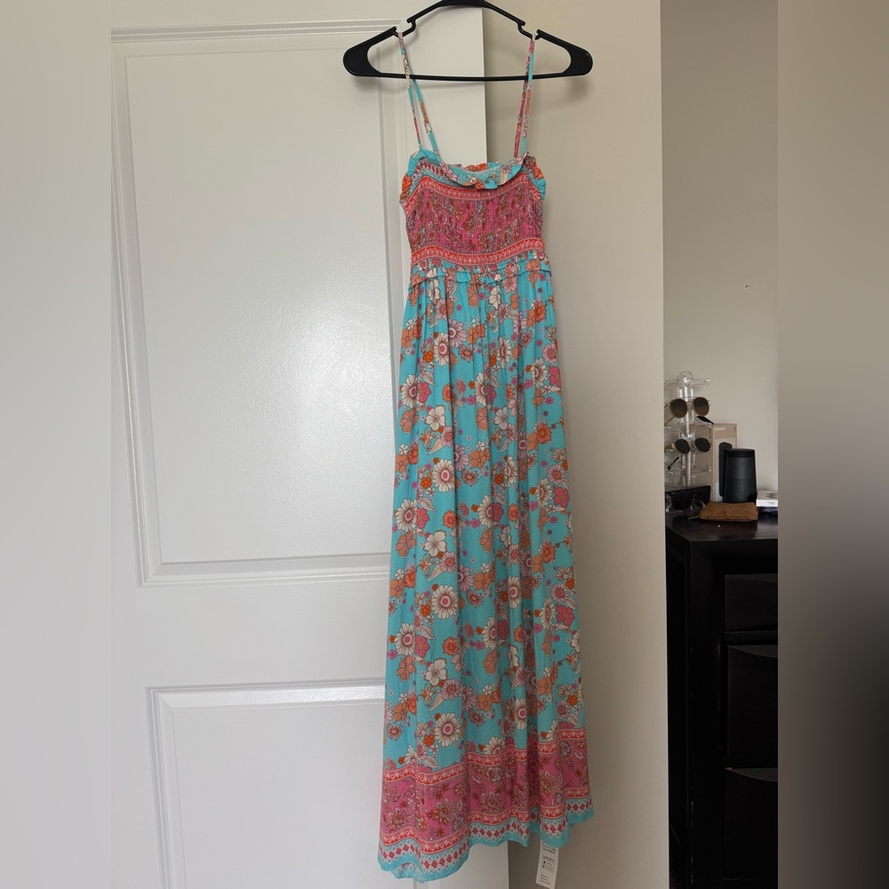 Cupshe Turquoise and Pink Paisley Maxi Dress